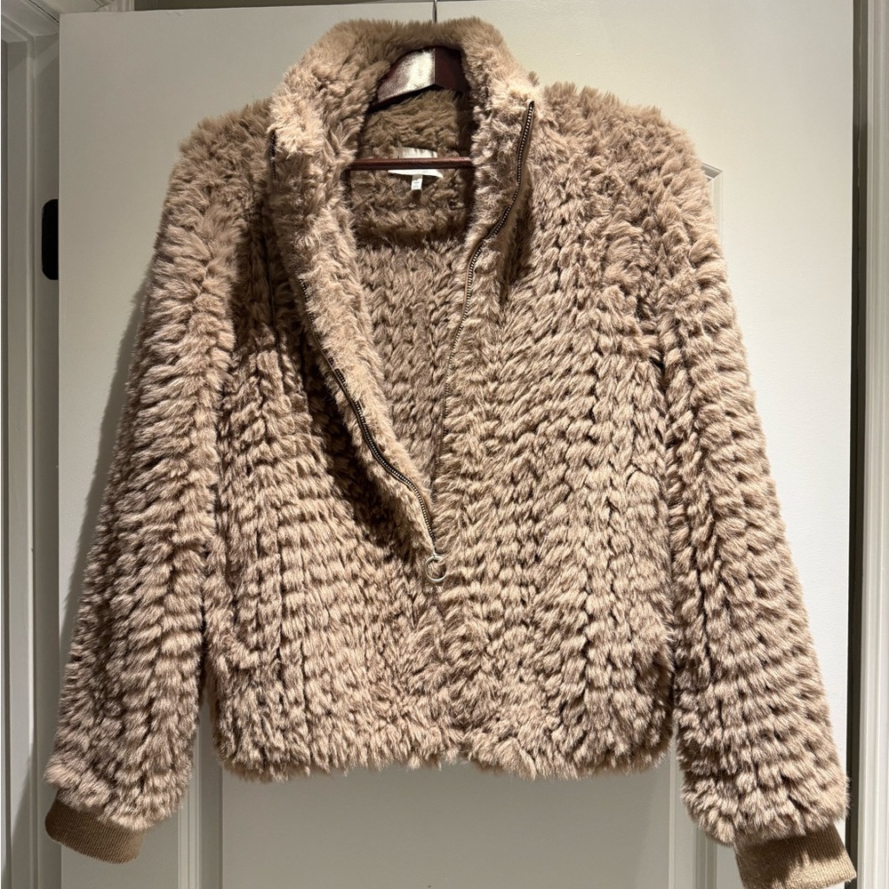 Heartloom Tan Faux Fur Jacket Sz L